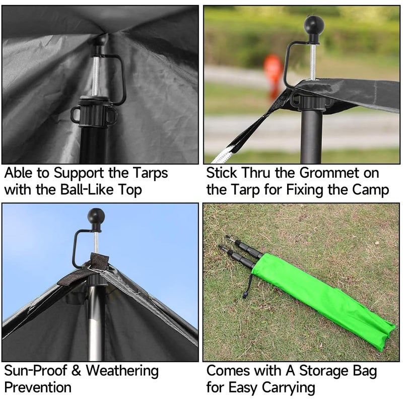 SAN LIKE SANLIKE Tent Poles for Tarp, 98 in Tarp Poles Set of 2, Tent Poles Replacement, Telescoping Pole, Canopy Poles, Camping Poles for Rooftop Tents, Trekking Pole Tent for Rain Fly, Camper, Awning â€“ Gray - Image 2